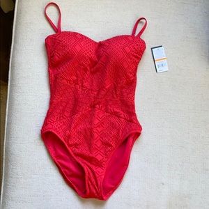 Red one piece swimsuit